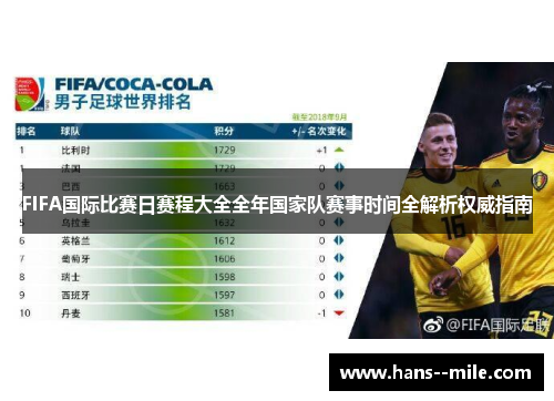 FIFA国际比赛日赛程大全全年国家队赛事时间全解析权威指南